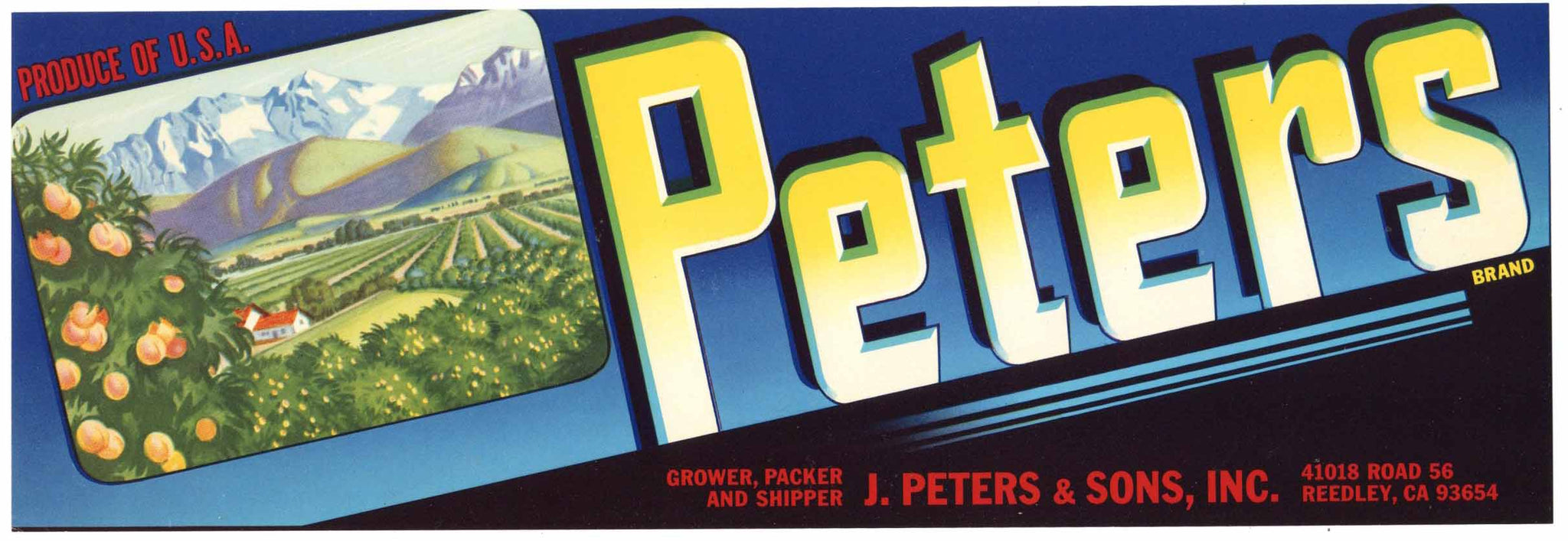 Peters Brand Vintage Reedley Fruit Crate Label