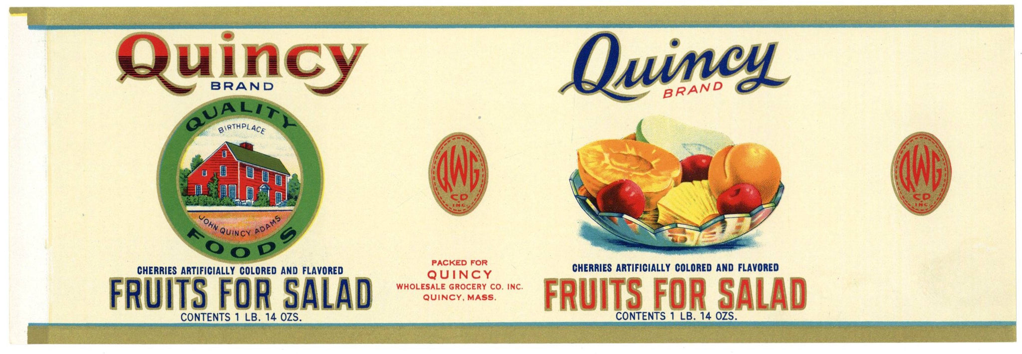 Quincy Brand Vintage Fruits For Salad Can Label