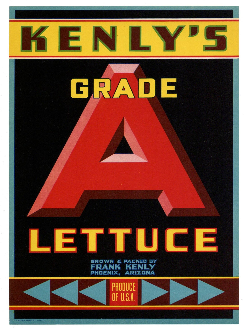 Kenly's A Brand Vintage Phoenix Arizona Vegetable Crate Label