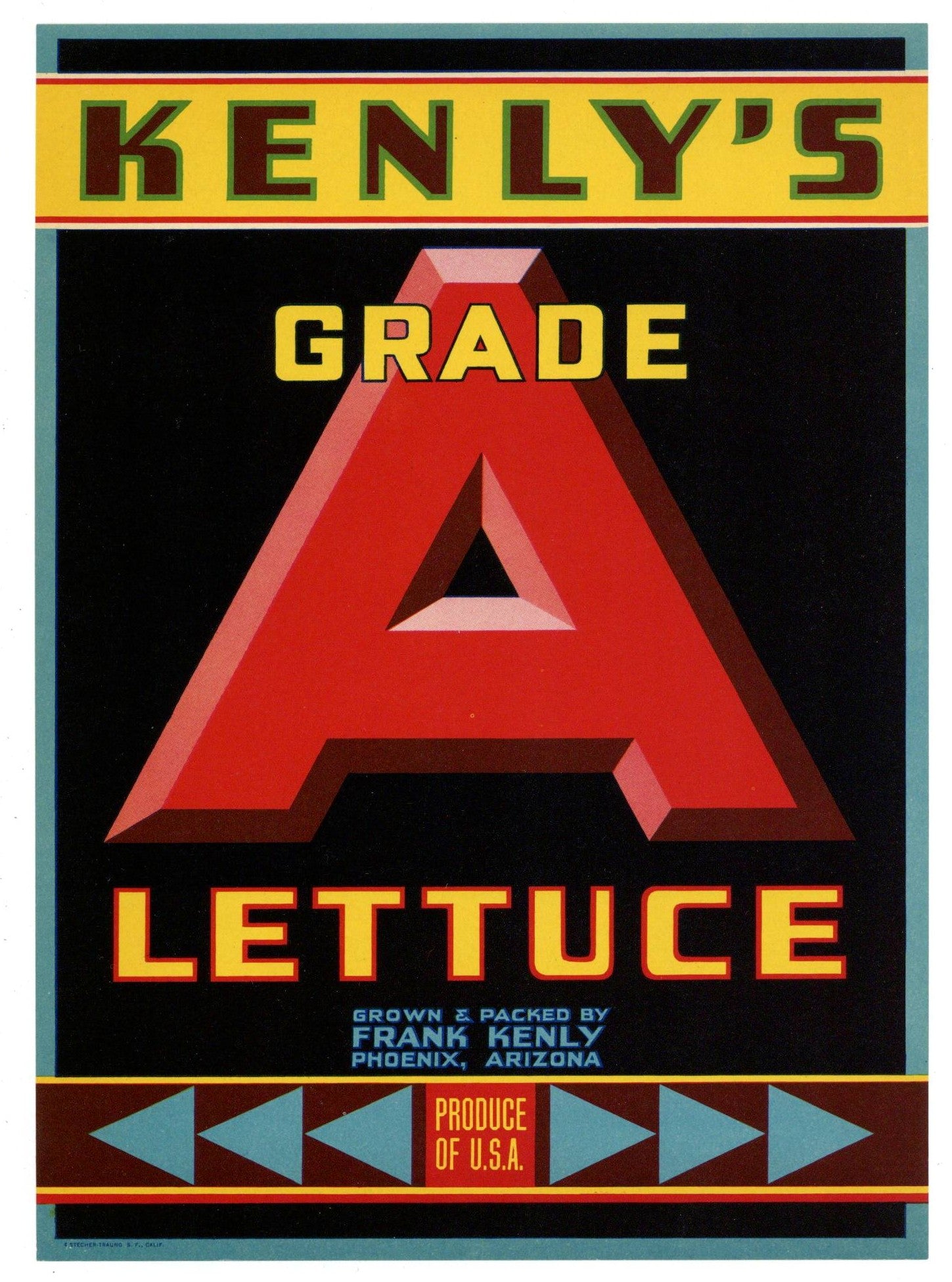 Kenly's A Brand Vintage Phoenix Arizona Vegetable Crate Label