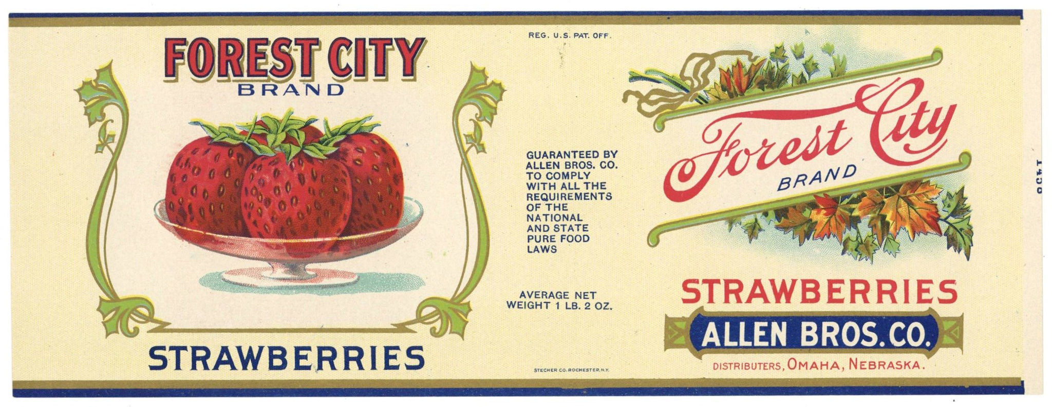 Forest City Brand Vintage Omaha Nebraska Strawberry Can Label
