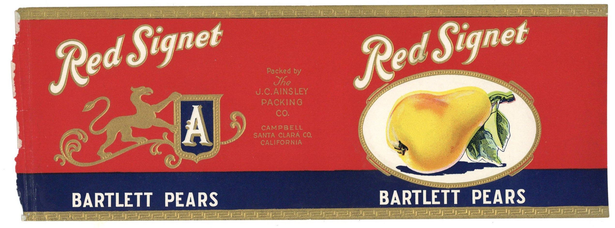 Signet Wa Label Red Signet Brand Vintage Campbell California Peach Can Label – thelabelman