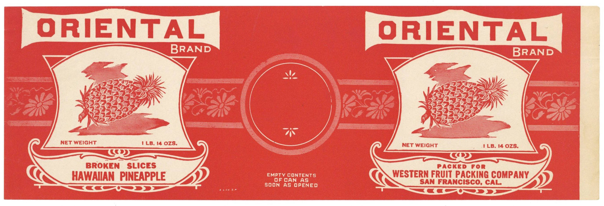 Oriental Brand Vintage Hawaiian Pineapple Can Label
