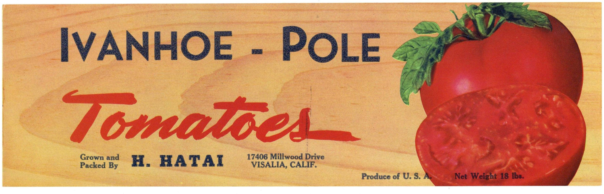 Ivanhoe Pole Brand Vintage California Tomato Crate Label