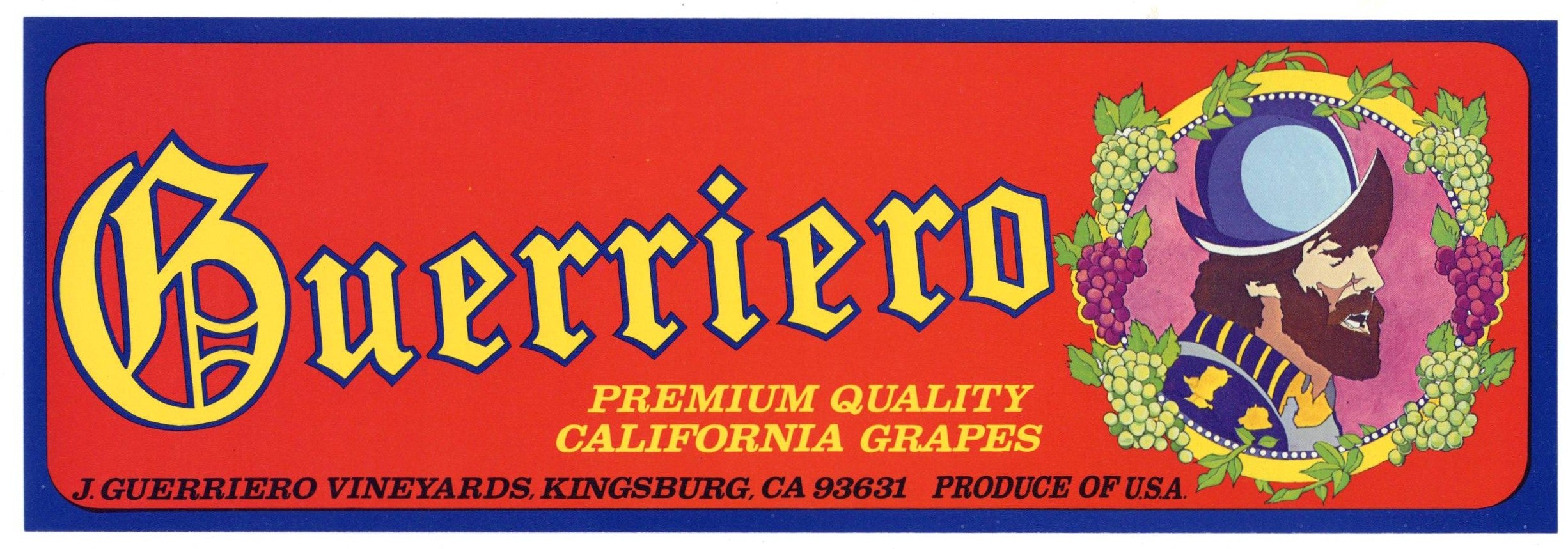 Guerriero Brand Vintage Kingsburg California Grape Crate Label ...