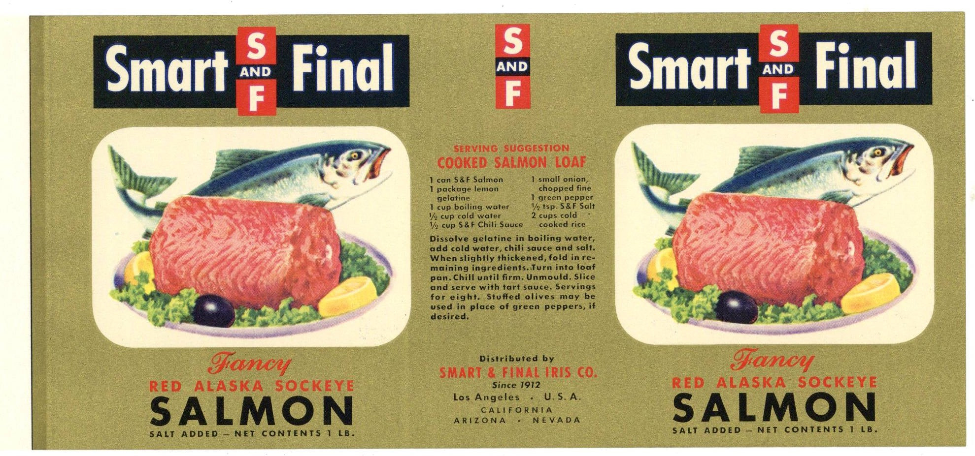Smart and Final Brand Vintage Salmon Can Label