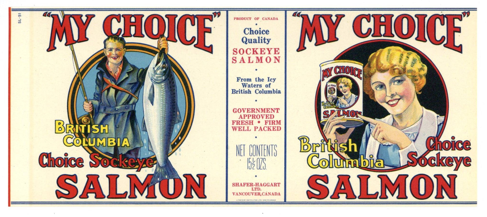 My Choice Brand Vintage Vancouver Canada Salmon Can Label, White