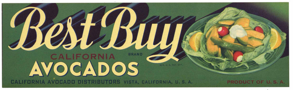 Best Buy Brand Vintage Avocado Crate Label