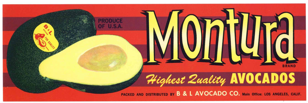 Montura Brand Vintage California Avocado Crate Label