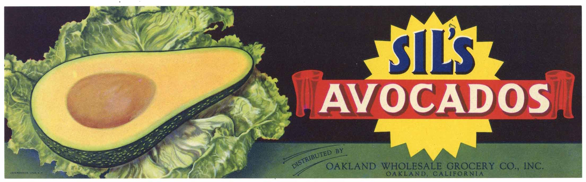 Sil's Avocados Brand Vintage California Avocado Crate Label