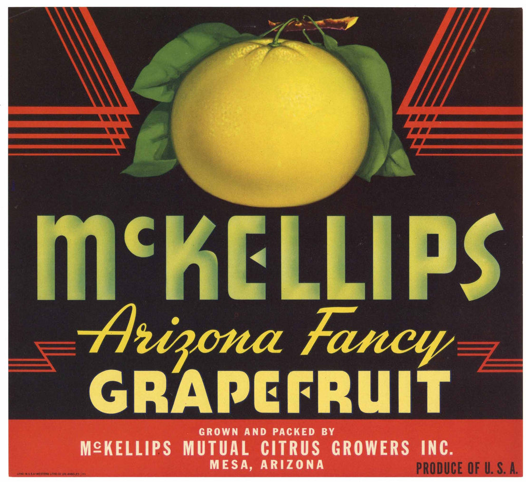McKellips Brand Vintage Mesa Arizona Grapefruit Crate Label