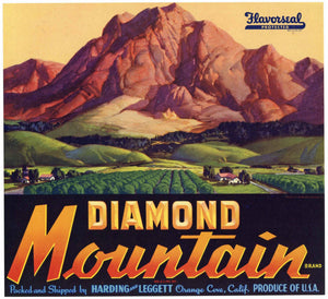 Diamond Mountain Brand Vintage Orange Cove California Orange Crate Label
