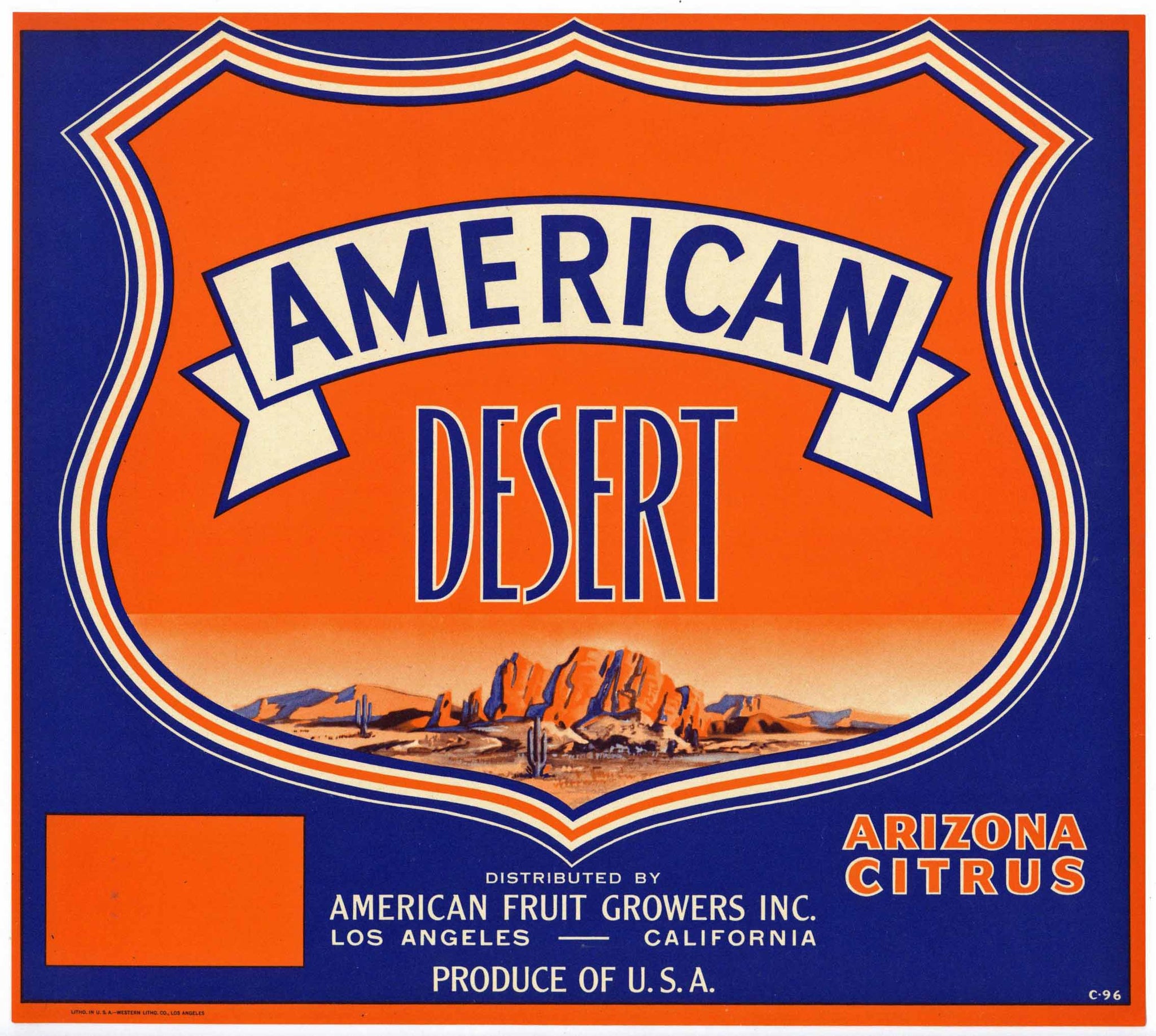 American Desert Brand Vintage Arizona Grapefruit Crate Label