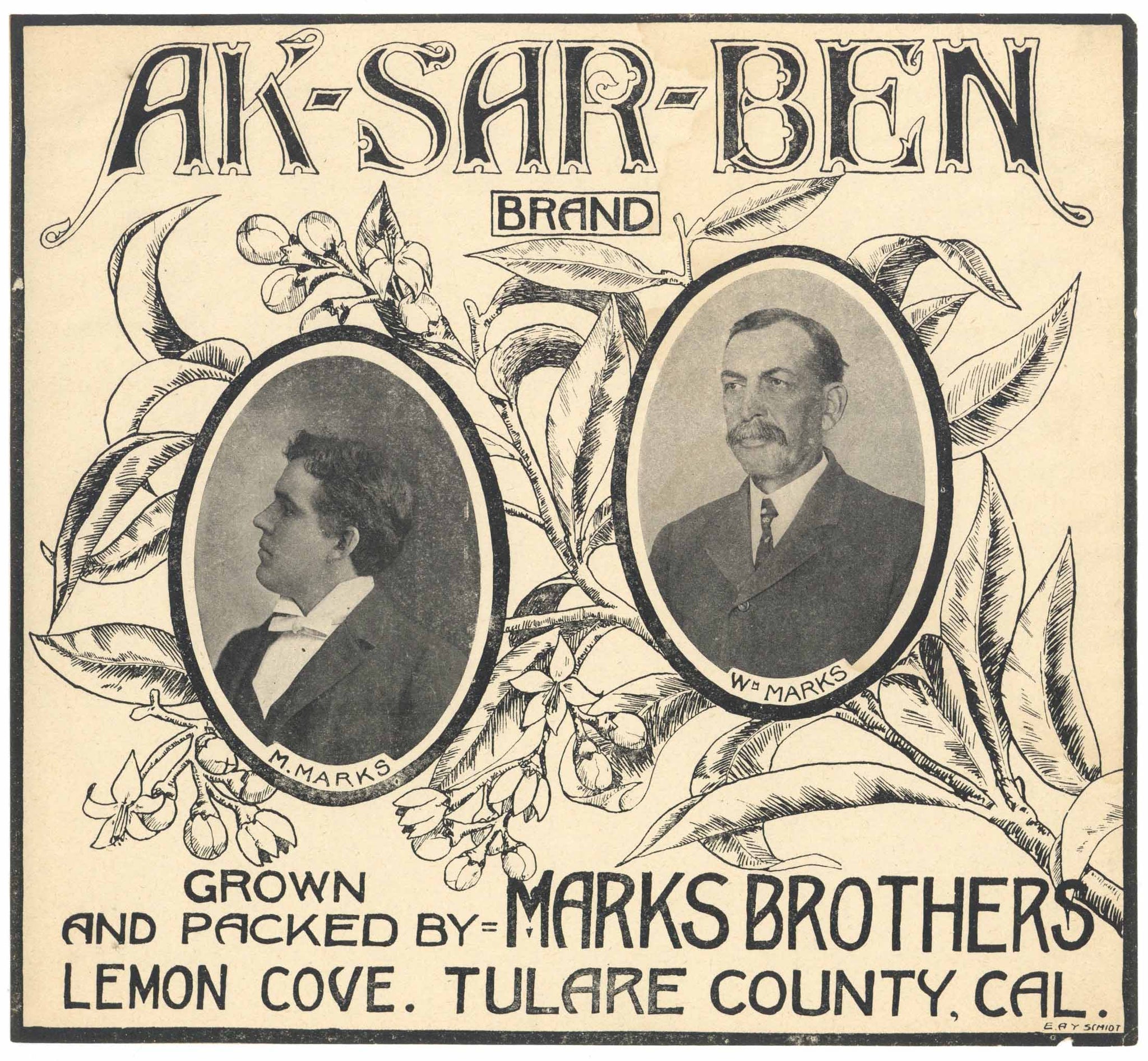 Ak-Sar-Ben Brand Vintage Orange Crate Label black