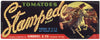 Stampede Brand Vintage Pharr Texas Tomato Crate Label, damage