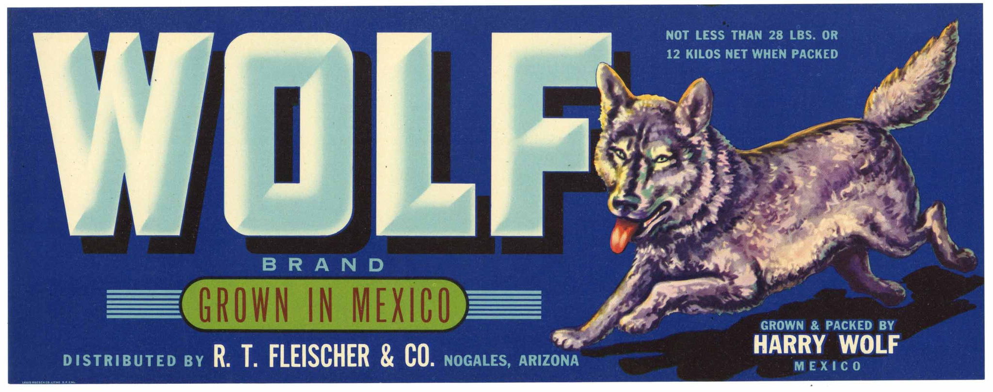 Wolf Brand Vintage Nogales Arizona Tomato Crate Label