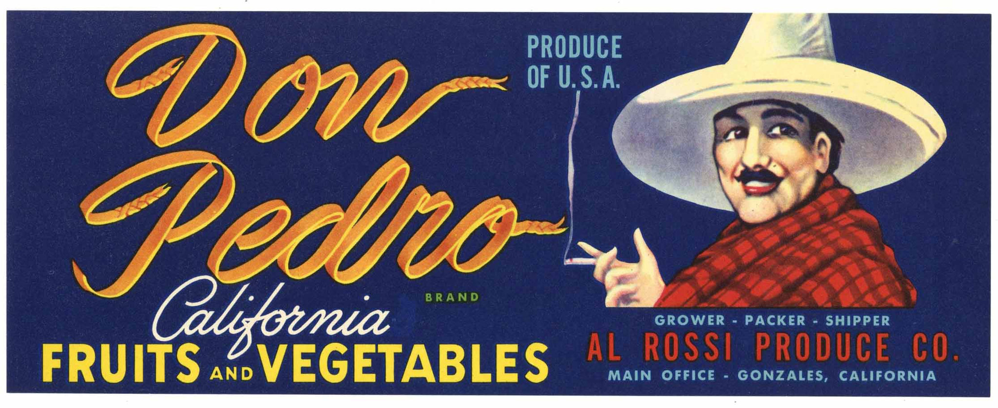 Don Pedro Brand Vintage Gonzales California Melon Crate Label