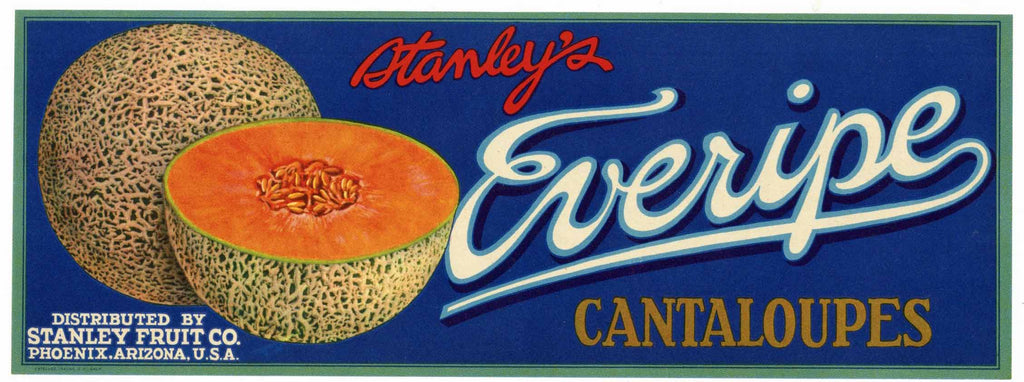 Everipe Brand Vintage Phoenix Arizona Melon Crate Label