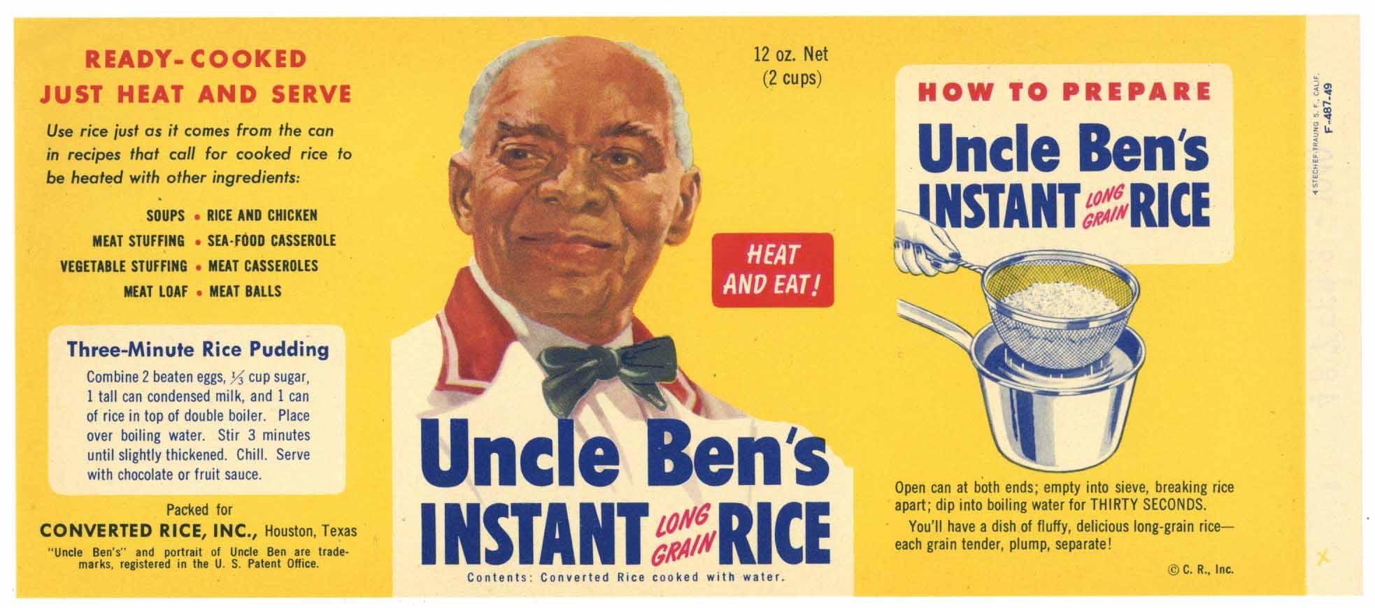 Uncle Ben's Rice Brand Vintage Instant Rice Can Label – thelabelman
