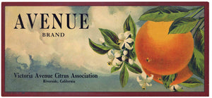 Avenue Brand Vintage Riverside Orange Crate Label, strip