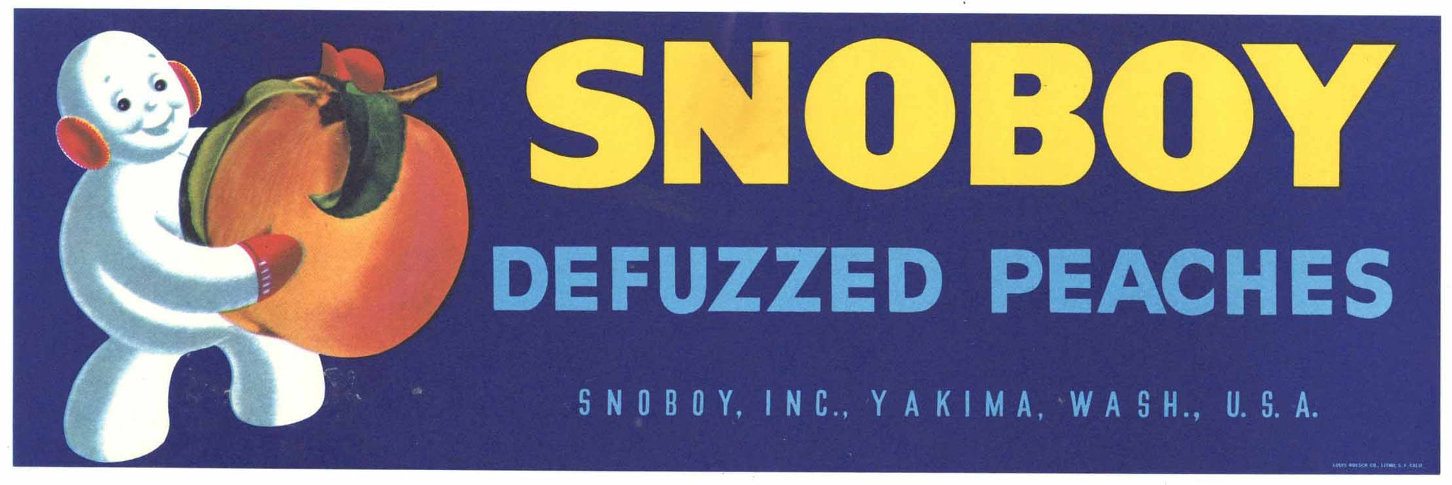 Snoboy Brand Vintage Yakima Washington Peach Crate Label