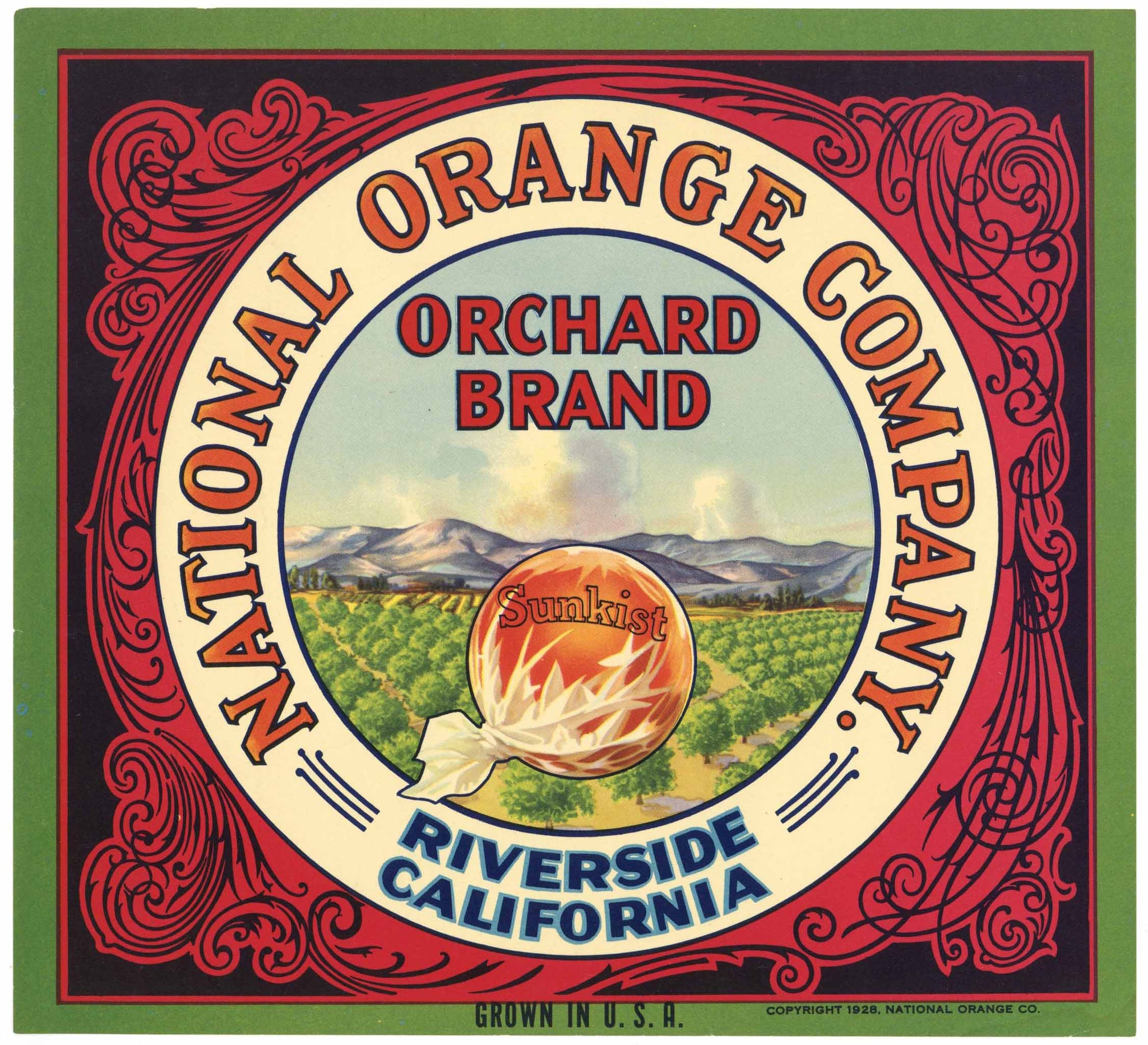 Orchard Brand Vintage Riverside Orange Crate Label