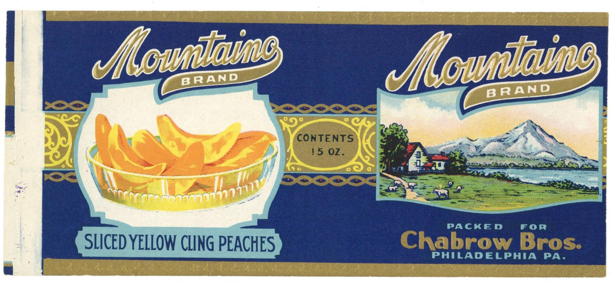 Mountaino Brand Vintage Philadelphia Pennsylvania Peach Can Label