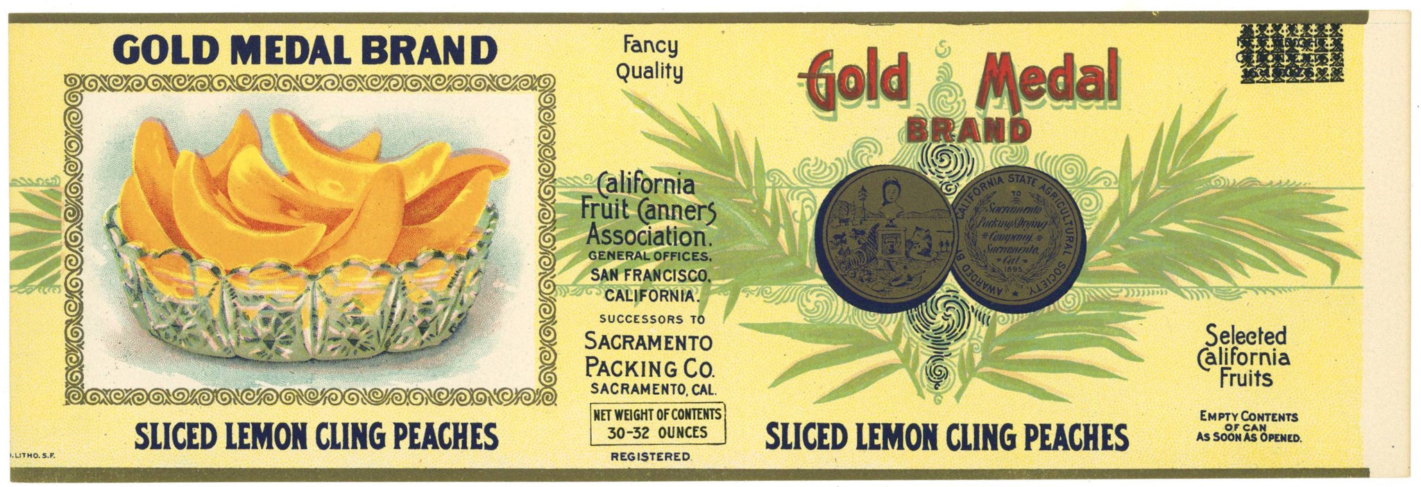 Gold Medal Brand Vintage Sliced Peaches Can Label