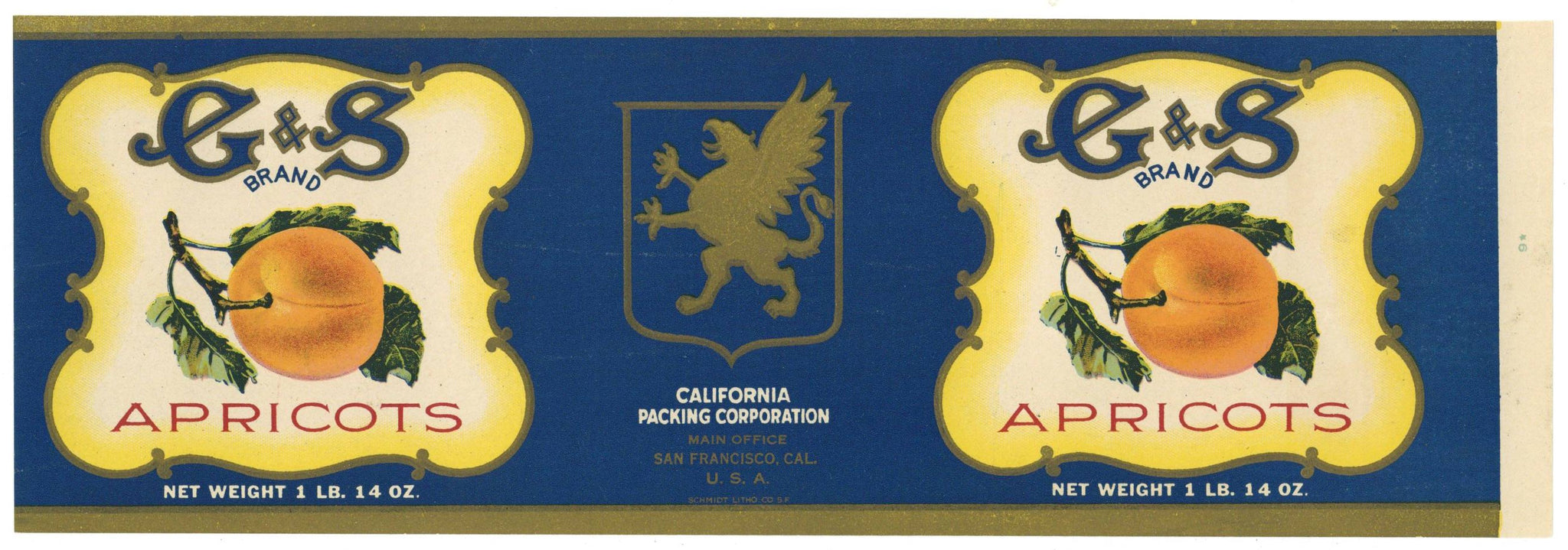 G & S Brand Vintage Apricot Can Label