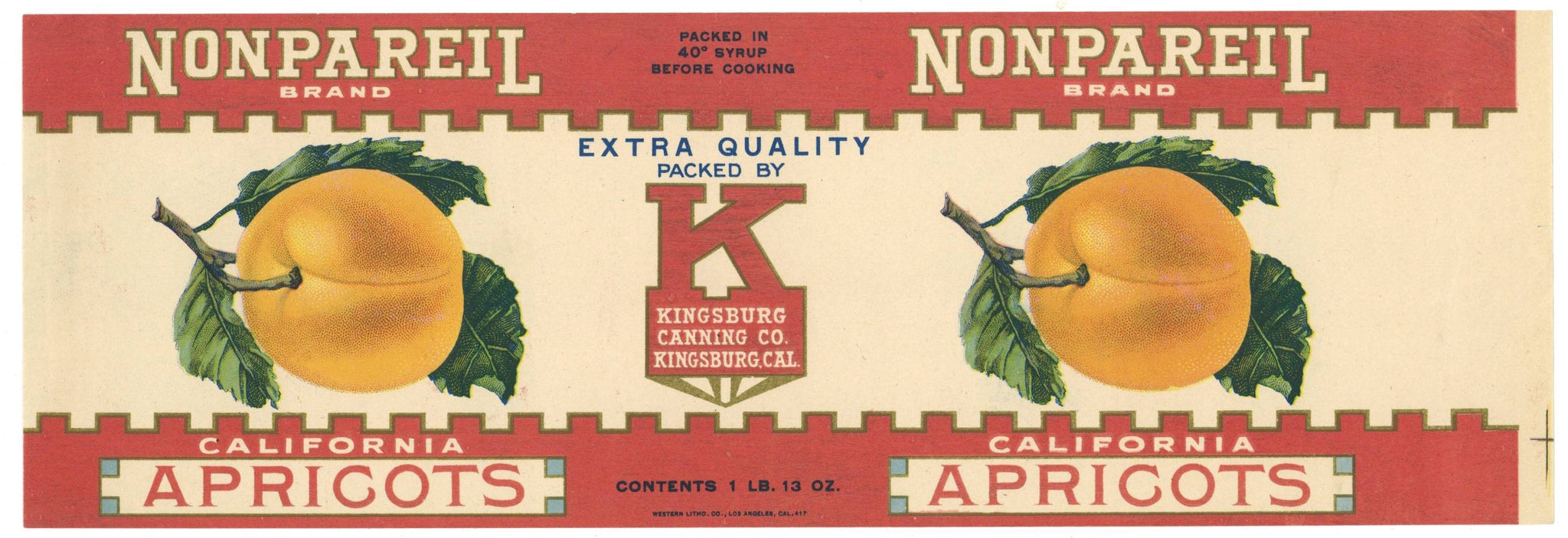Nonpareil Brand Vintage California Apricot Can Label