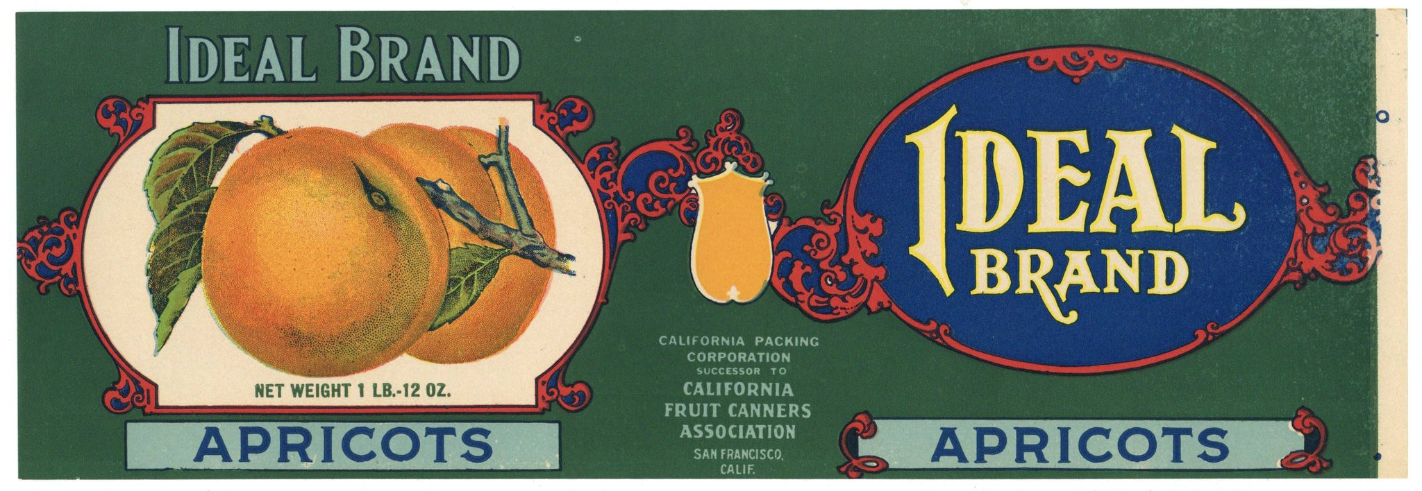Ideal Brand Vintage Apricots Can Label