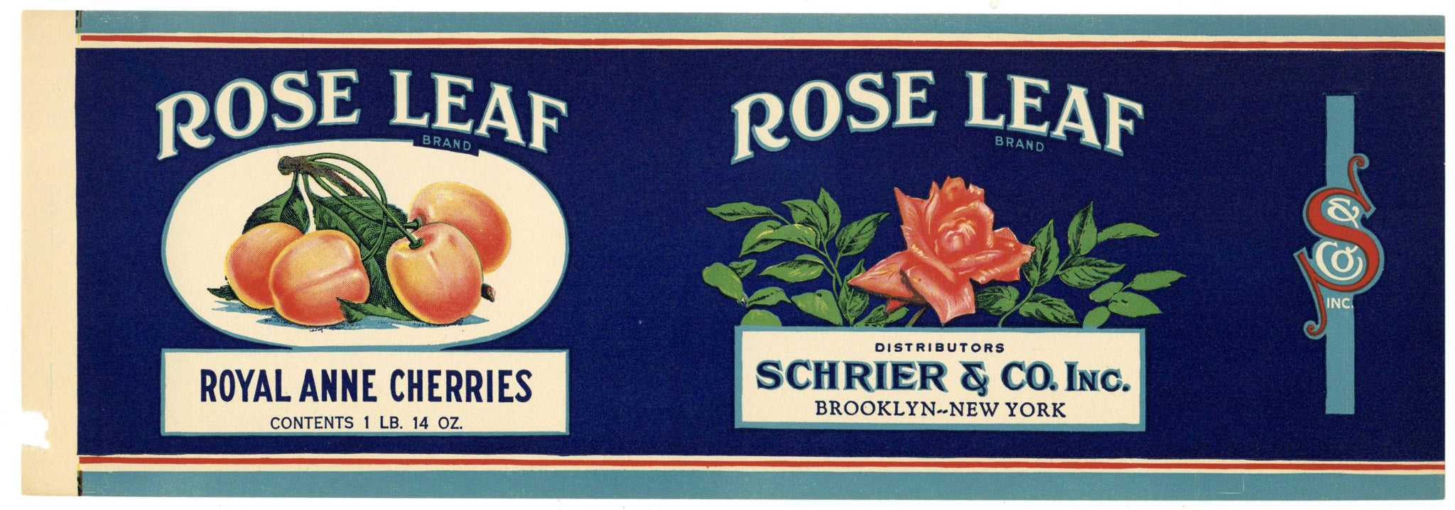 Rose Leaf Brand Vintage Brooklyn New York Cherry Can Label