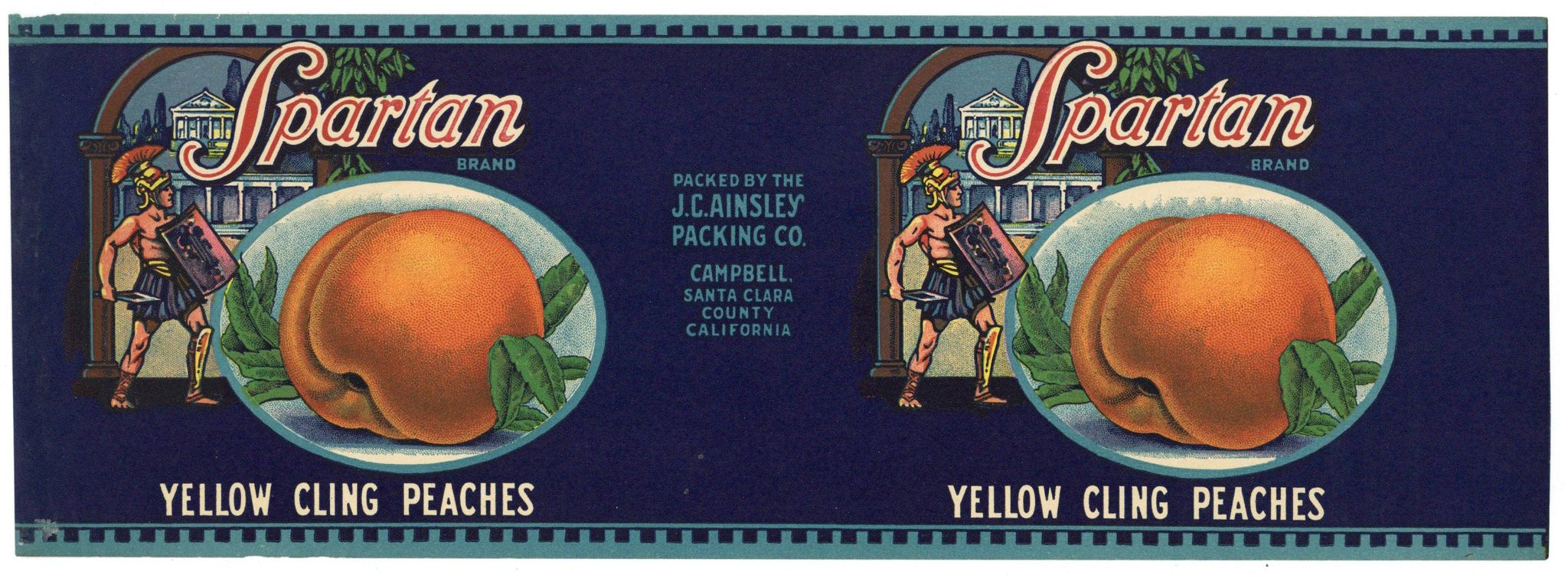 Spartan Brand Vintage Campbell California Peach Can Label