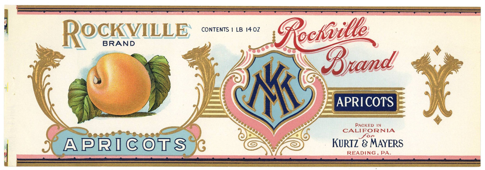 Rockville Brand Vintage Reading Pennsylvania Apricot Can Label