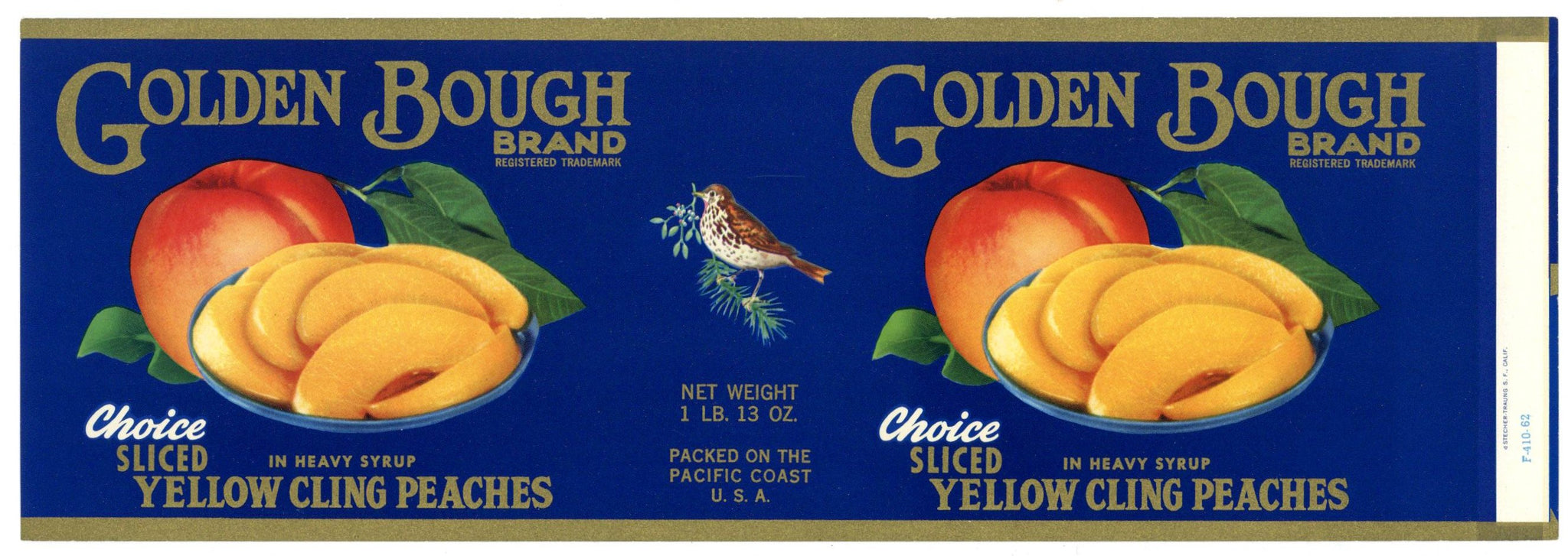Golden Bough Brand Vintage Peach Can Label