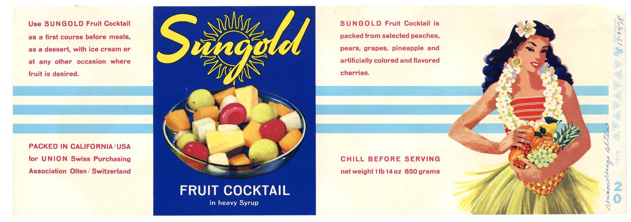 Sungold Brand Vintage Fruit Cocktail Can Label