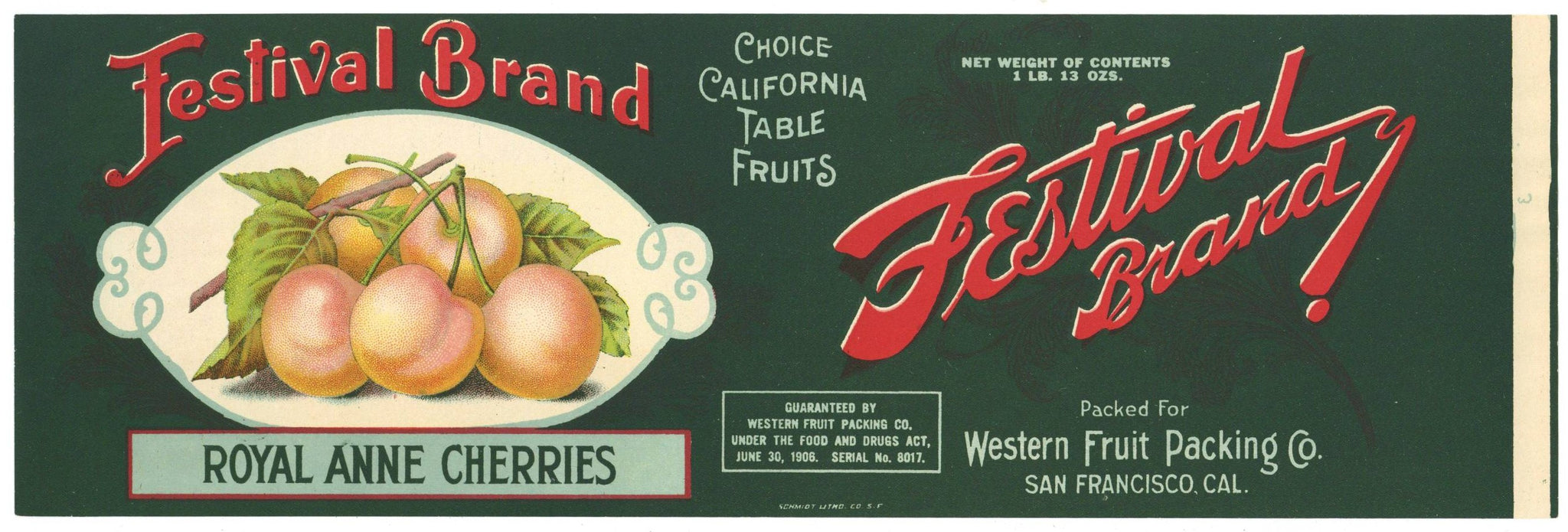 Festival Brand Vintage California Cherry Can Label