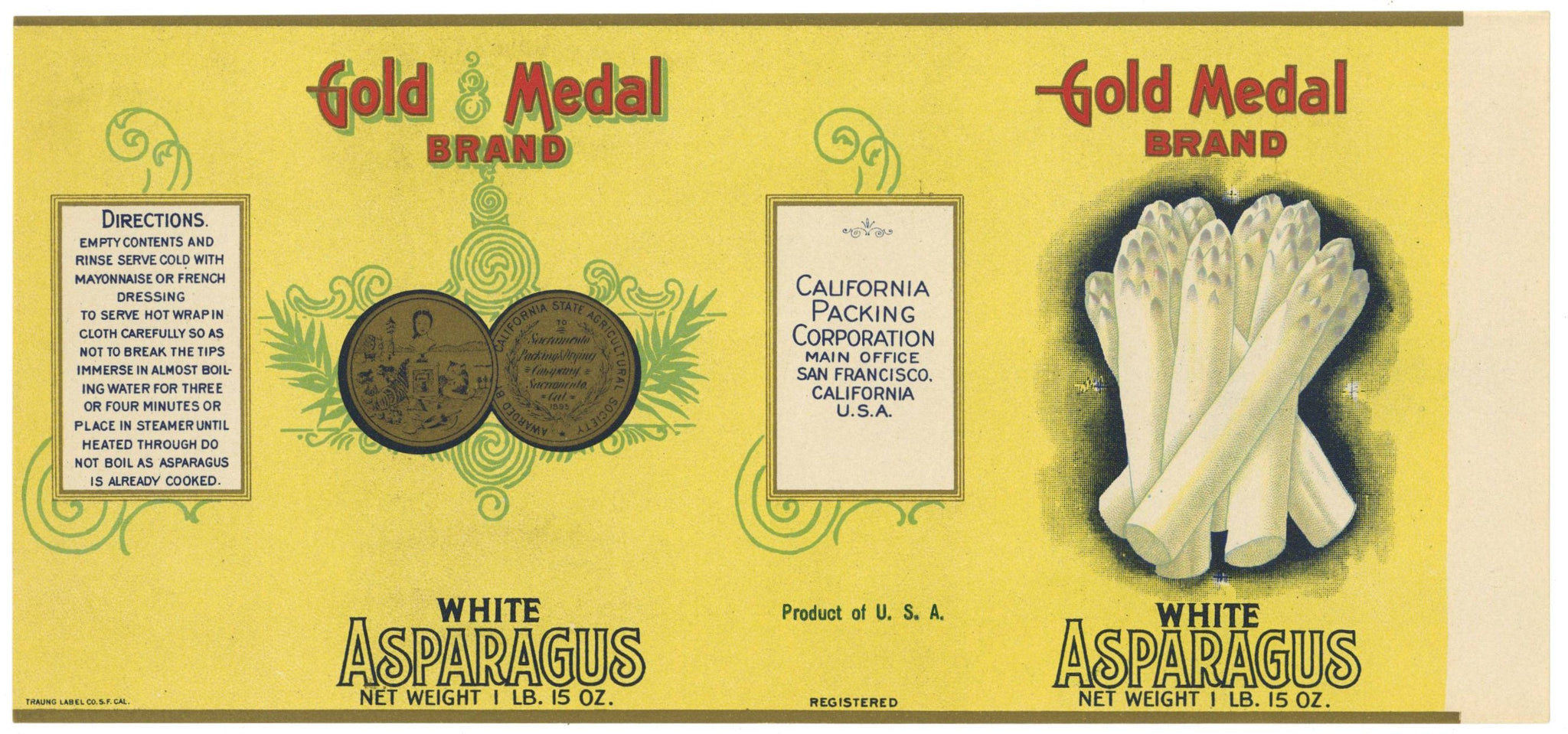 Gold Medal Brand Vintage Asparagus Can Label