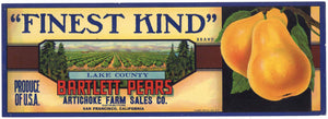 Finest Kind Brand Vintage Lake County Pear Crate Label