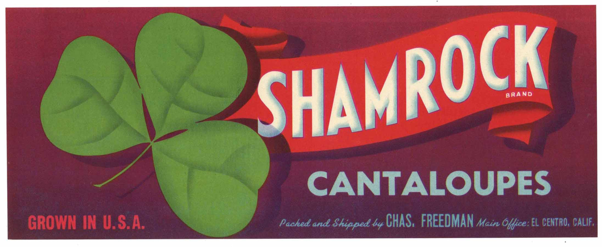 Shamrock Brand Vintage El Centro California Melon Crate Label