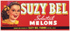 Suzy Bel Brand Vintage Blythe California Cantaloupe Crate Label, red