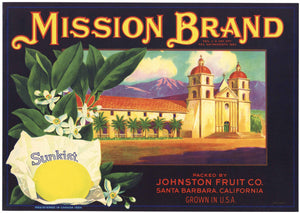 Mission Brand Vintage Santa Barbara California Lemon Crate Label