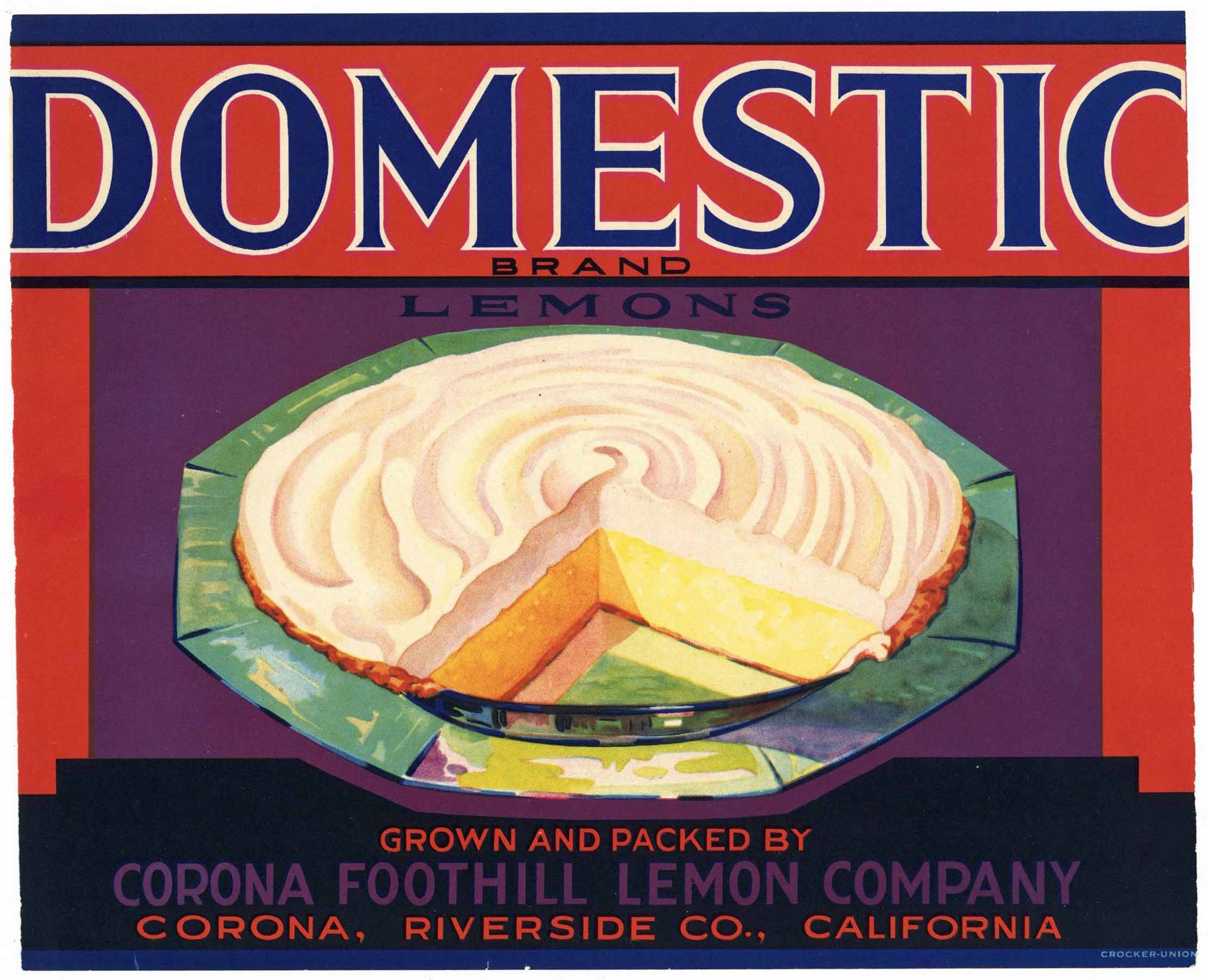 Domestic Brand Vintage Corona California Lemon Crate Label wear