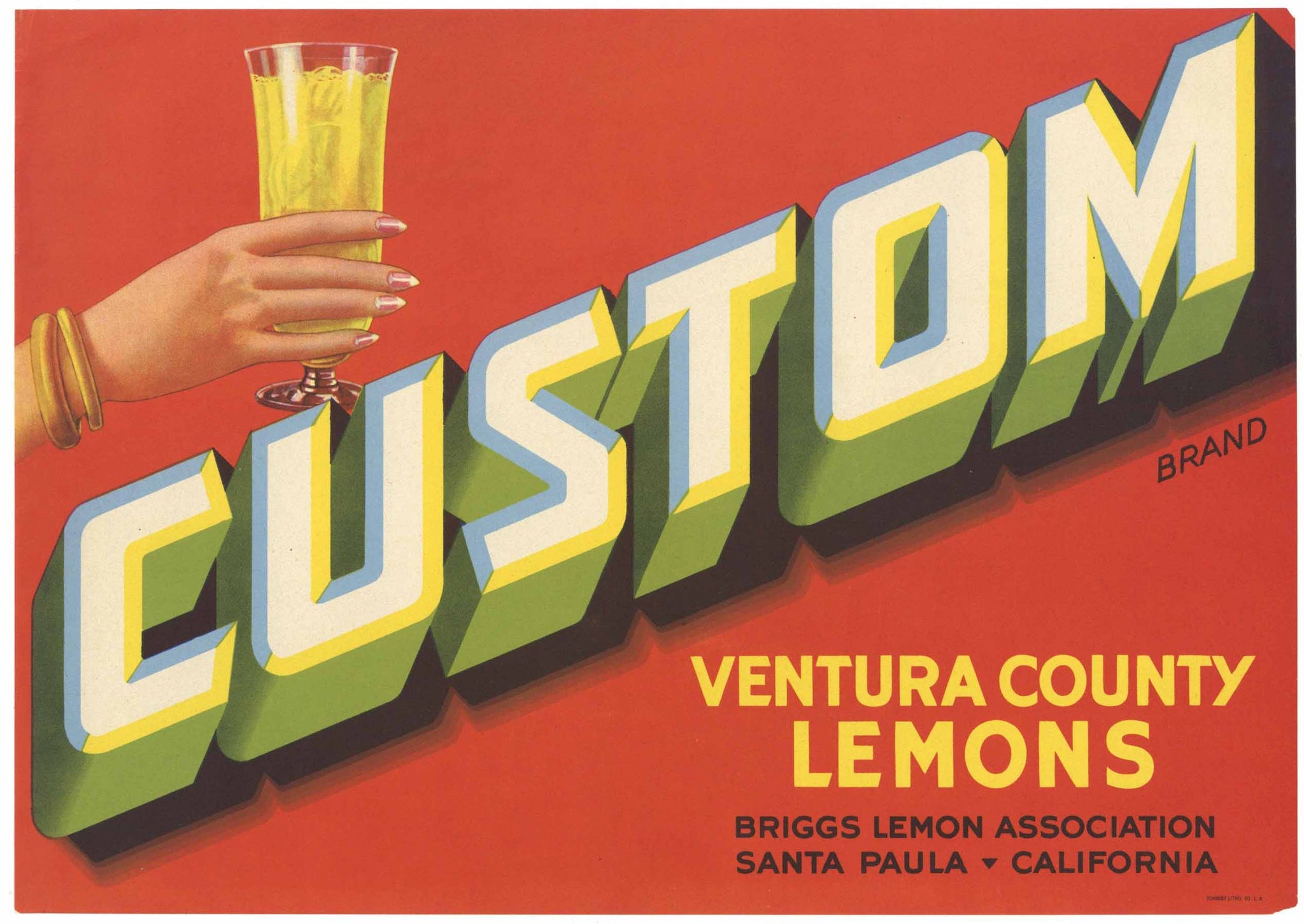 Custom Brand Vintage Santa Paula California Lemon Crate Label