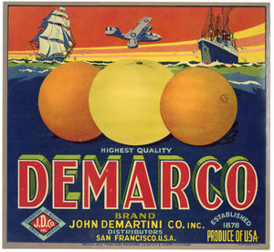 Demarco Brand Vintage Orange Crate Label