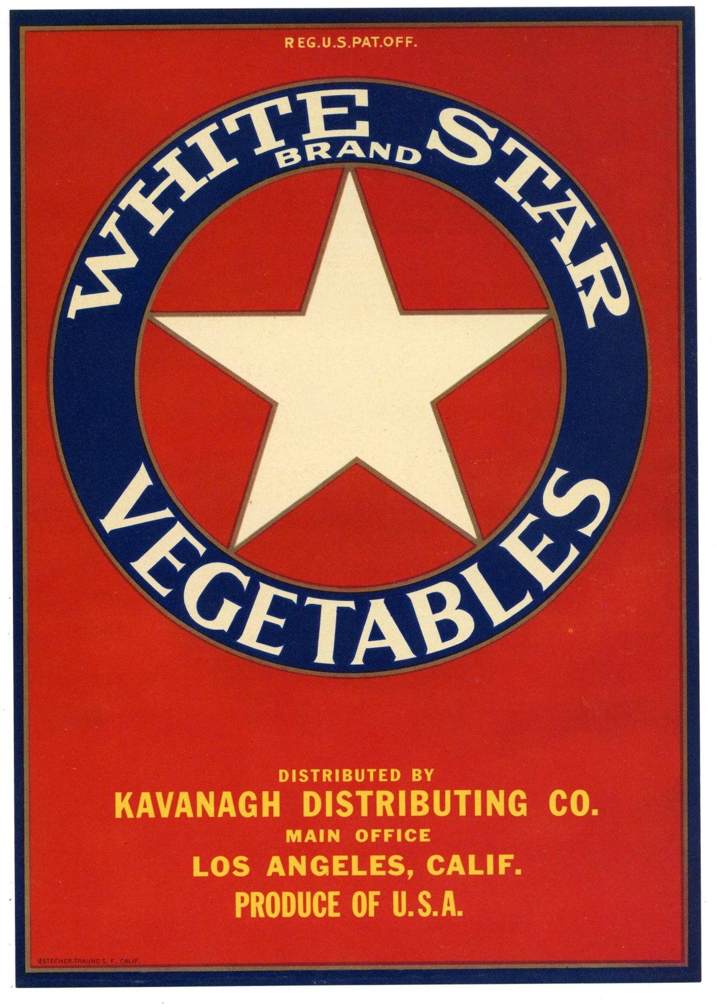 White Star Brand Vintage California Vegetable Crate Label
