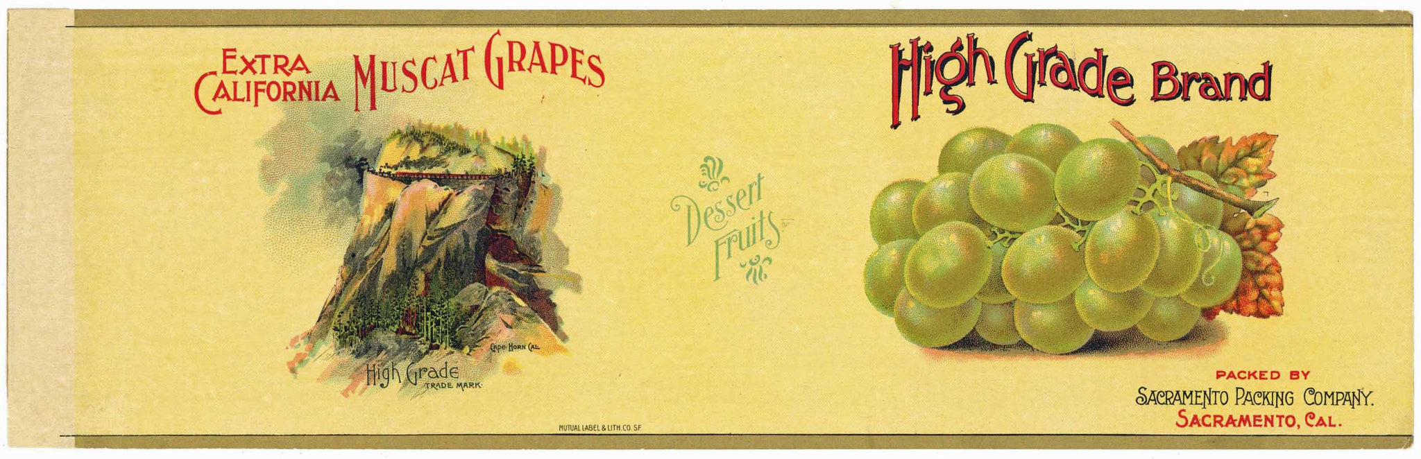 High Grade Brand Vintage Sacramento California Muscat Grapes Can Label