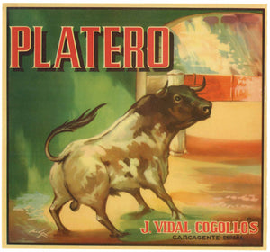 Platero Brand Vintage Spanish Orange Crate Label