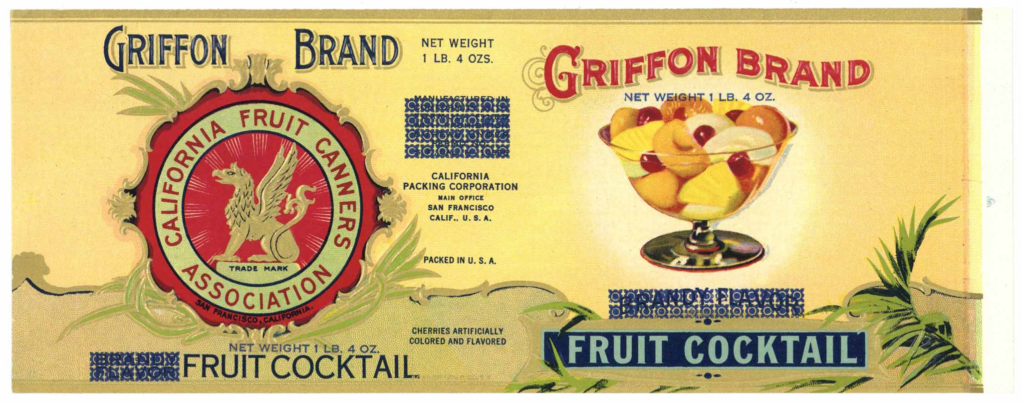 Griffon Brand Vintage Fruit Cocktail Can Label