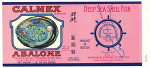 Calmex Brand Vintage Abalone Can Label